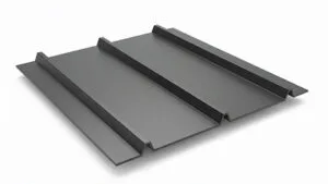 Moderne takplater i mørk grå stål med stående fals, en vedlikeholdsfri løsning